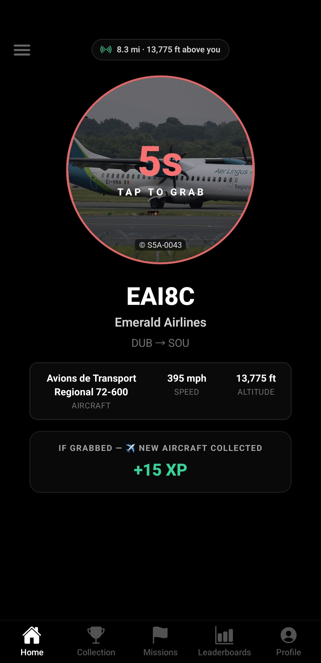 An ATR 72-600 overhead with five seconds left to grab it